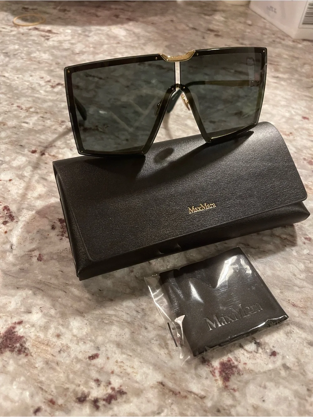 MAX MARA MM0117 SUNGLASSES IN GOLD DARK GREEN